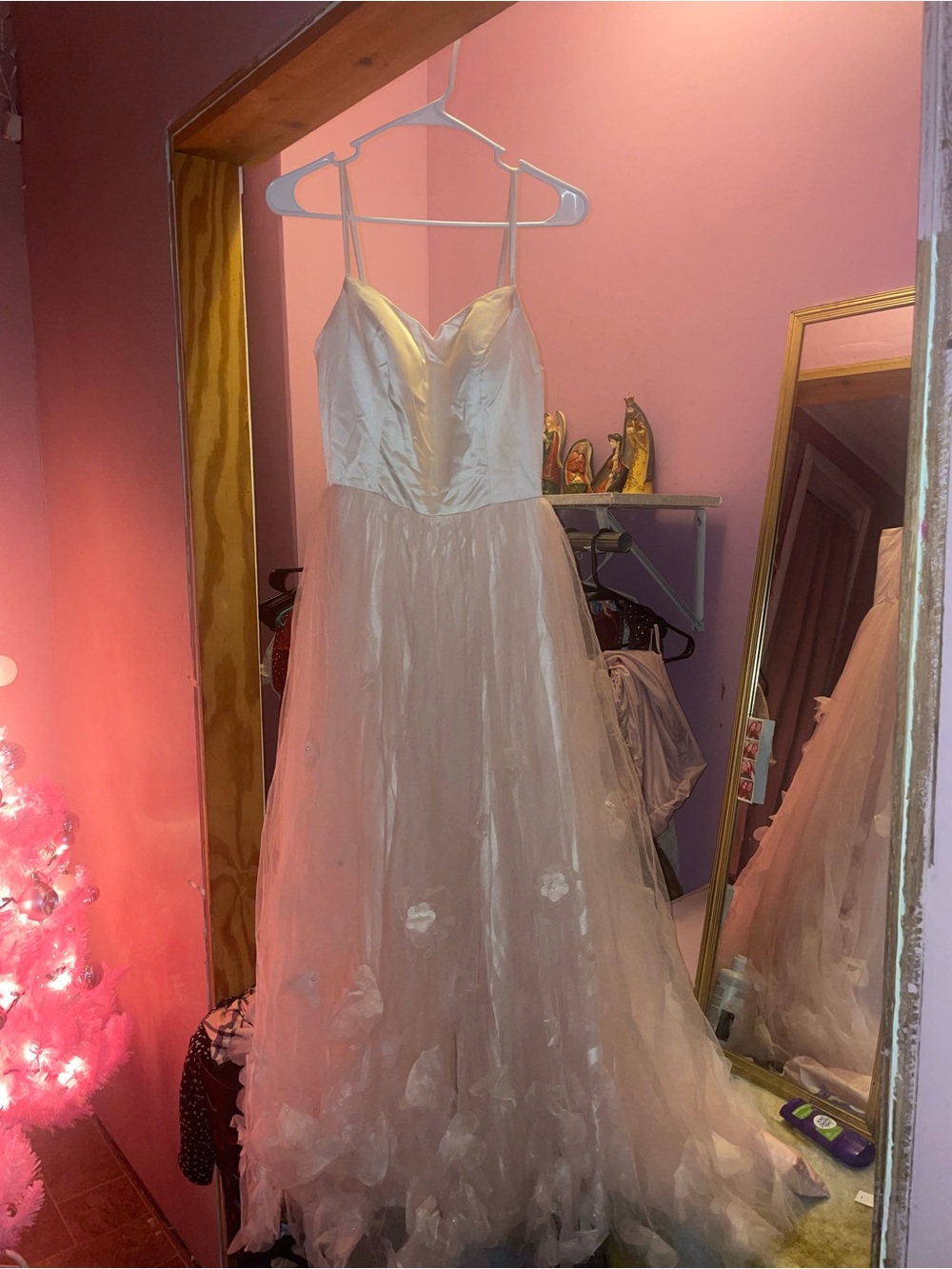 Princess Polly Ivory Tulle Spaghetti-Strap Prom Dress